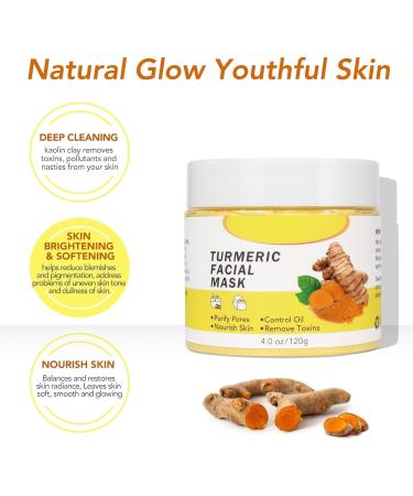 Turmeric Clay Mask - Face Mask - Face Masks Skincare for Deep Cleaning Nourishing Moisturizing - Face Care - Face Masks Beauty for Controlling Oil & Refining Pores - Skin Care for Anti-Aging & Wrinkle - Buy Online on GoSupps.com