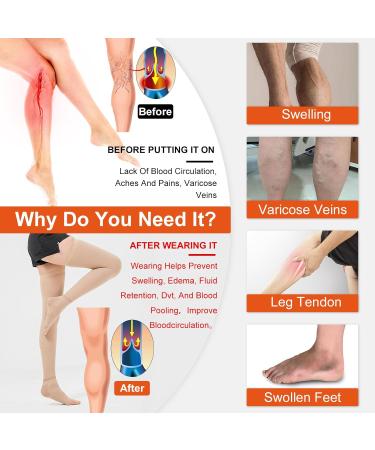 Ted Hose Compression Stockings for Women & Men | Anti-Embolism Thigh High 15-20 mmHg | XXL Beige - Buy Online on GoSupps.com