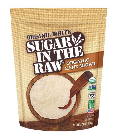 Sugar In The Raw Organic Granulated White Premium Cane Sugar, Pure Natural Sweetener, Hot & Cold Drinks, Coffee, Cooking, Baking, Vegan, Gluten-Free, Non-GMO, Bulk Sugar, 24 oz Bag (1-Pack) 24 Ounce Bag (1 Pack)