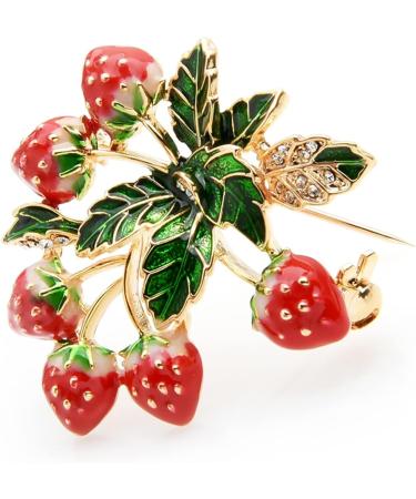 Pin Jewelry Gifts for Women Ladies Fashion Accessories Alloy Fruit Red Enamel Strawberry Tree Brooch Party Brooch Banquet Brooch Brooches & Pins - Buy Online on GoSupps.com