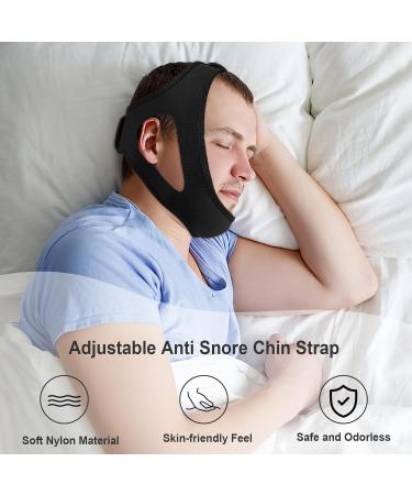 Adjustable Chin Strap for CPAP & Snoring Relief | Breathable Anti-Snoring Device for Men & Women - Comfortable & Skin-Friendly | Black - Buy Online on GoSupps.com