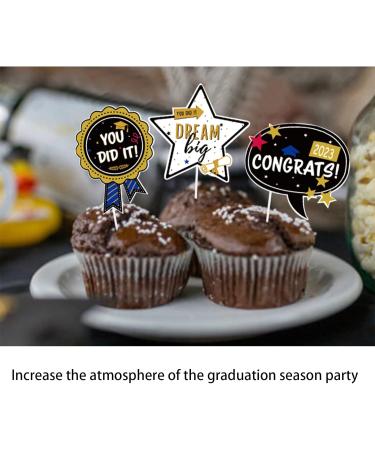 24 Pcs Graduation Season Themed Cupcake Toppers Cake Topper Graduation Party Cake Decorations Party Decorations For Graduation Season Themed Congrats Graduation Party Supplies - Buy Online on GoSupps.com