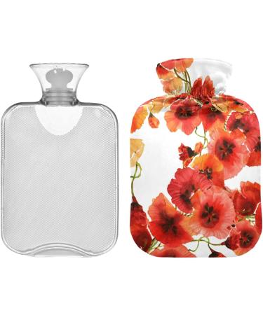 NAANLE Watercolor Poppy Seed Flowers Heat Bottle - 1L Hot Water Bottle for Back Pain Relief & Cold Therapy - Buy Online on GoSupps.com
