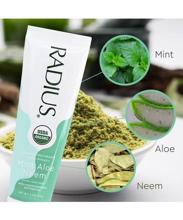 RADIUS USDA Organic Toothpaste 3oz - Mint Aloe Neem, Non-Toxic, Gluten-Free, Cavity Prevention, Gum Health - Buy Online on GoSupps.com