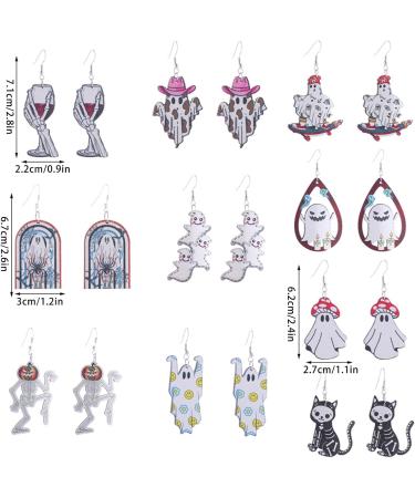 Feylie Halloween Wood Earrings - Vintage Skull & Spider Dangling Statement Jewelry for Girls - Buy Online on GoSupps.com