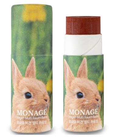 MONAGE Korean Beauty Tinted Lip Balm & Nourishing & Moisturizing Lip Care Made from 100% Natural Ingredients Organic Moisturizer for Dry Cracked Lips Natural Red from Nature Raum 0.38 Ounce