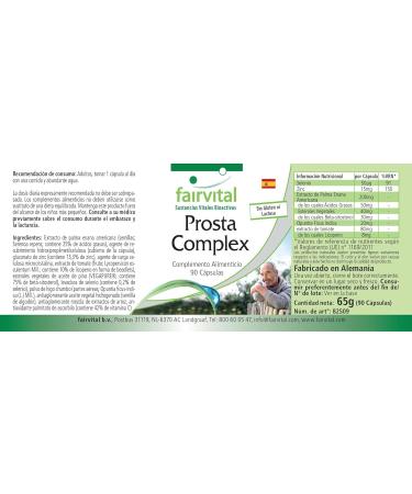 Fairvital Prosta Complex - High Dose Vegan Supplement with Selenium Zinc Saw Palmetto & Lycopene - 90 Capsules for Optimal Prostate Health - Buy Online on GoSupps.com