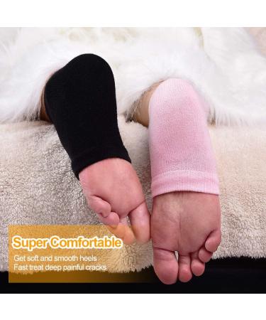 Moisturizing Gel Heel Socks - 2 Pairs Black & Pink - Relieve Heel Pain, Soft & Comfortable for Day and Night Care - Suitable for Men and Women - Buy Online on GoSupps.com