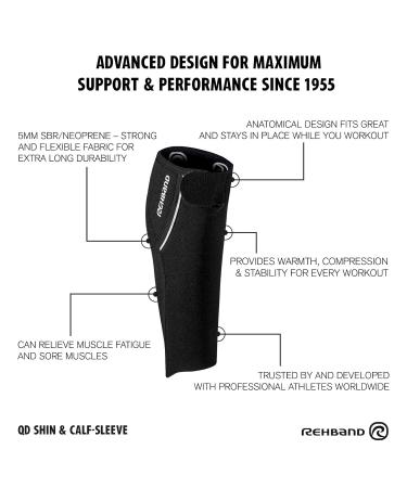 Rehband Calf Sleeve 5mm Neoprene - Unisex Compression Support for Running Football & Fitness | Black - XX-Large - Buy Online on GoSupps.com