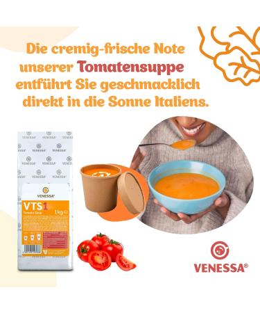 VENESSA VTS 1 Pack of 10 Tomato Soup Powder 1 kg Fresh and creamy automatic soup Natural tomato taste Soluble lump-free Suitable for vending machines - Buy Online on GoSupps.com