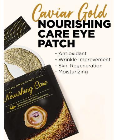YURICOS Caviar Gold Foil Under Eye Mask Patch - 20 Pairs for Dark Circles and Puffiness - Premium Anti-Aging 24k Gold Eye Mask for Wrinkles and Lines - Buy Online on GoSupps.com