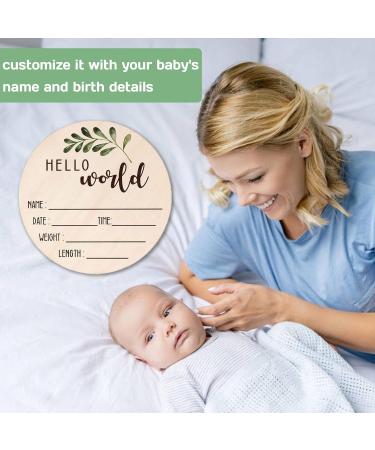 Baby Announcement Sign for Newborn 5.9" Double-Sided Hello World Newborn Name Sign for Hospital Birth Announcement The Perfect Round Wooden Welcome Baby Sign for New Baby Boy Girl Gifts - Buy Online on GoSupps.com