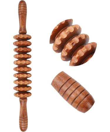 Jiawu Wooden Manual Fascia Massage Roller - Handheld Body Massager for Cellulite Relief Wound Recovery & Muscle Tension Reduction - Buy Online on GoSupps.com