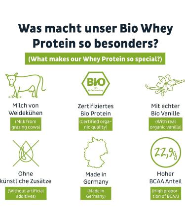 Buy Organic Whey Protein Powder Vanilla - 100% Natural Soy-Free - High-Quality Protein Shakes from Germany - 600g - Buy Online on GoSupps.com