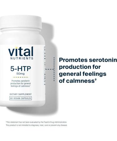 Vital Nutrients 5-HTP 50mg (5-hydroxytryptophan) | Vegan Serotonin Support Supplement* | Sleep and Stress Support | 5HTP and Vitamin B6 | Gluten Dairy Soy Free | Non-GMO | 60 Capsules - Buy Online on GoSupps.com