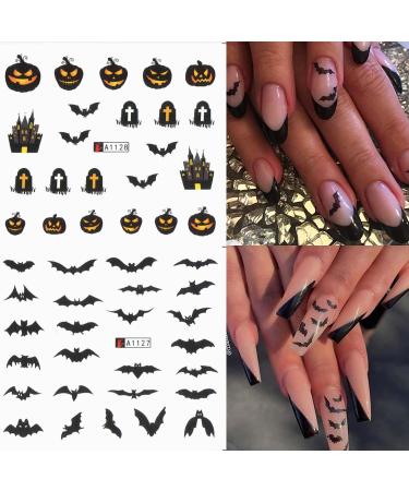 Buy Halloween Nail Art Stickers - Ghost Bat Sugar Skull & Spider Web Designs for DIY Manicure | International Shipping - Buy Online on GoSupps.com