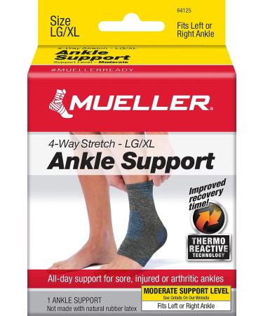 Mueller Black & Blue Premium Knit Ankle Support | 4-Way Stretch, Thermo Reactive | Size Medium/Large - Buy Online on GoSupps.com