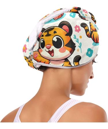 Buy Cute Cartoon Tigers Hair Towels 2 Pack | Super Absorbent Quick Dry Hair Turbans for Women & Girls - Buy Online on GoSupps.com