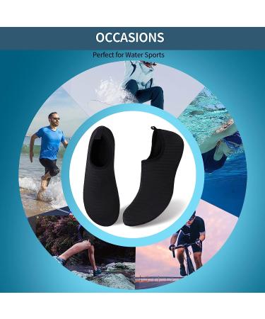 BowenBo Barefoot Water Sports Aqua Socks | Women's 7.5-8.5 Men's 6-7 | Black - Buy Online on GoSupps.com