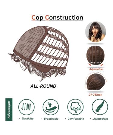 14-Inch Curly Black Bob Wigs | Heat-Resistant Synthetic Shoulder-Length Wavy Brown Wigs for Women - Perfect for Daily Cosplay - Buy Online on GoSupps.com