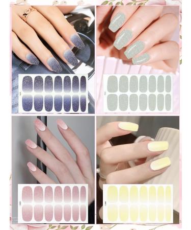 Gorvalin 22 Sheets Self Adhesive Glitter Nail Wrap Stickers Colorful Ombre Gel Nail Strip Nail Polish Fingernail Sticker wtih Nail Flie and Sticks for Women Girls - Buy Online on GoSupps.com