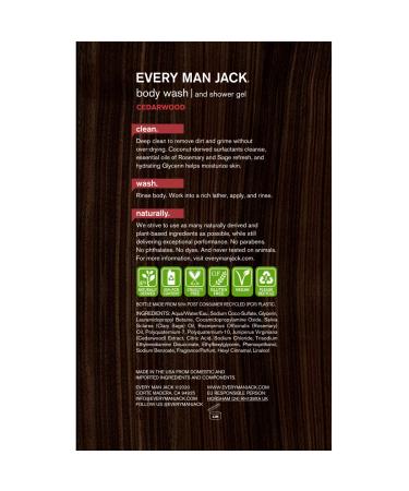 Every Man Jack Men's Body Wash - Cedarwood | 16.9oz Twin Pack | Parabens-free, Phthalate-free, Dye-free | Cruelty Free | Pack of 2 - Buy Online on GoSupps.com