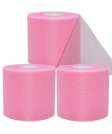 Pre Wrap Tape Athletic 3 Rolls Pink Prewrap Headbands for Hair Foam Underwrap Sports Wrap (66 Yards) Pink Pre Wrap (Foam)-3 Rolls