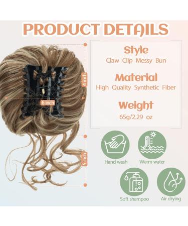 Synthetic Messy Bun Hair Piece Clip in Light Brown & Ash Blonde 12H24 for Women - Buy Online on GoSupps.com