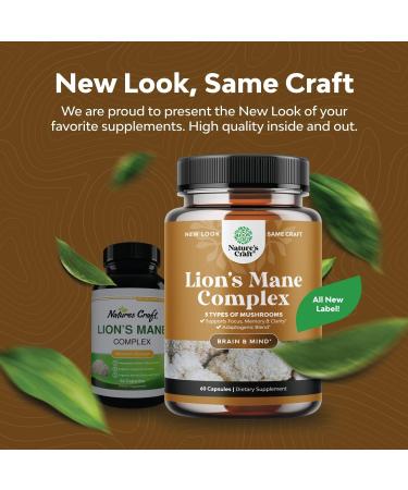 Lions Mane Mushroom Capsules - Immune System & Brain Booster - Focus & Mood Support - 60 Count - Buy Online on GoSupps.com