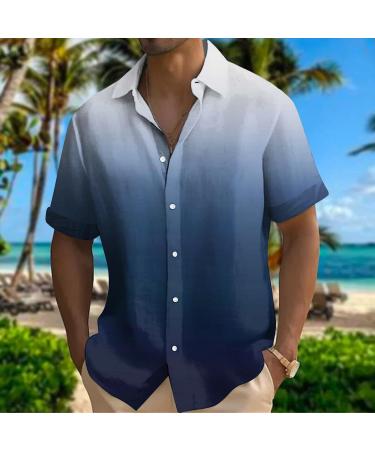 Men's Hawaii Shirt - Relaxed Fit Short Sleeve Button-Down Boho Style 3XL Marine - Perfect for Holidays - Buy Online on GoSupps.com