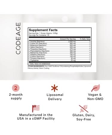 Codeage Multi Amino+ BCAA Powder - Essential Amino Acids Muscle Recovery Supplement Sport Pre & Post Workout Non-GMO 6.15 oz - Buy Online on GoSupps.com