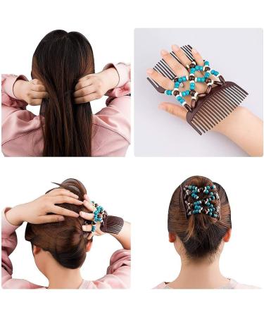 6 Pieces Beads Hair Combs - Magic Elastic Double Clips for Women Girls - DIY Hair Styling Tool - Buy Online on GoSupps.com