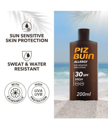 Piz Buin Allergy Sunscreen SPF 30 - Waterproof Sensitive Skin 200ml (Pack of 2) - Best Sun Protection for All Skin Types - Buy Online on GoSupps.com