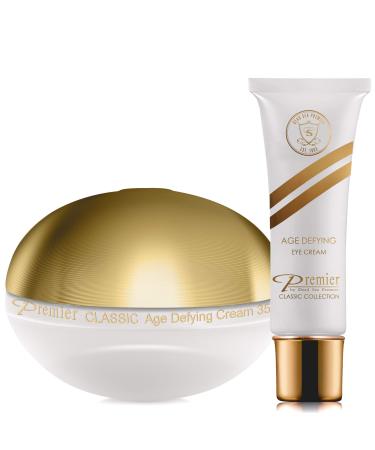 Premier Dead Sea Classic Age Defying Anti Age Cream 1.2 Fl oz & Premier Dead Sea Classic Eye Cream Reduce Wrinkles Multiple Award Winning Cream Soft Light Quick Absorbing Non Tacky Anti Wrinkle