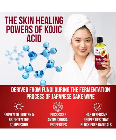 Kojic Acid Face Wash 4oz - Natural Brightening Cleanser for Dark Spot & Acne Scar Removal with Turmeric - Fresh Mango Papaya Scent - Made in USA - Buy Online on GoSupps.com
