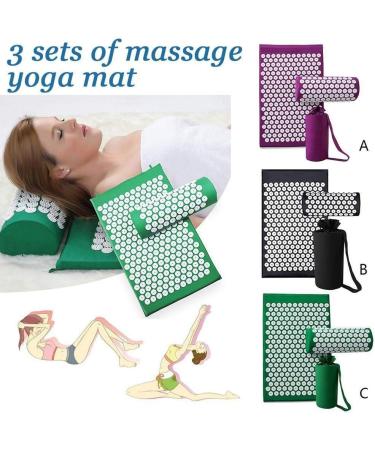 FLY Acupressure Pad & Pillow Set - Neck Pain Relief Massage Therapy with Carrying Bag | Purple Yoga Brick for Relaxation - Buy Online on GoSupps.com