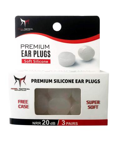 Rebel Tactical Pillow Soft Silicone Ear Plugs - Reusable Noise Cancelling Ear Plugs For Sleeping  Shooting Range  Safety  Concerts  Moldable Ear Plugs For Swimming  Travelling  Snoring - NRR 20db