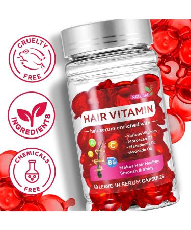 Hair Vitamin Serum Capsules - Nourishing Treatment for Frizzy & Dry Hair Infused with Vitamin A C E & Moroccan Oil 3.35 Fl Oz - Buy Online on GoSupps.com