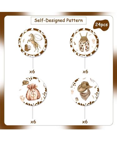 24 Pieces Cowboy Cupcake Toppers Brown Hats Scarf Boots Horseshoes Rompers Cupcake Picks My First Rodeo Western Theme Baby Shower Birthday Party Cake Decoration Supplies - Buy Online on GoSupps.com