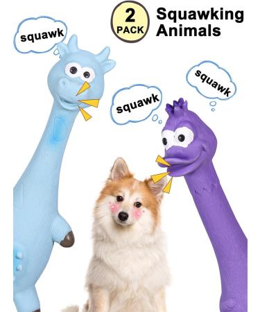 SCHITEC Squeaky Dog Toys 2 Pack Squawking Latex Toy with Interactive Squeaker Squeak Rubber Duck Chicken for Medium Small Dogs Animal Print - Buy Online on GoSupps.com