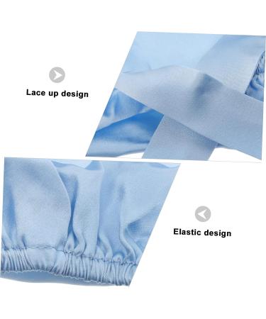 Silk Adjustable Hair Tie Bonnet for Sleeping - Blue | Healeved 1pc Soft Silk Hair Wrap Shower Cap for Night Sleep Care - Buy Online on GoSupps.com