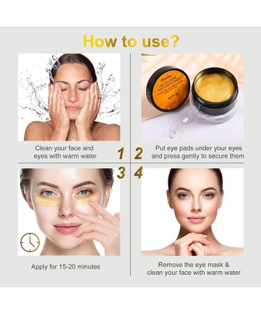 Fivewan 24k Gold Under Eye Patches - 60 Pcs Anti-Aging Eye Mask with Collagen & Hyaluronic Acid for Dark Circles, Puffiness, and Wrinkles - 30 Pairs - Buy Online on GoSupps.com