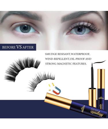 MENAKA 3D Magnetic Eyelashes with Eyeliner Kit - Natural Looking Reusable Magnetic Lashes - Easy to Apply - 10 Pairs + 4 Tubes - Buy Online on GoSupps.com