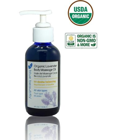 Blue Beautifly Organic Lavender Body Massage Oil | USDA Certified | Super Moisturizing for Body Hair & Nails | Ayurvedic Herbal Blend | 4 fl oz - Buy Online on GoSupps.com