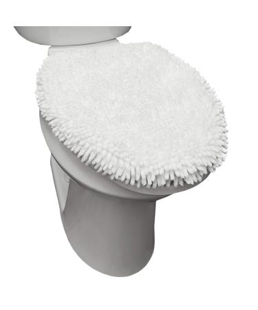 SoHome Spa Step Luxury Plush Chenille Shag Machine Washable Ultra Soft Standard Toilet Lid Cover 18.5"x19.6" White 18.5" x 19.6" White