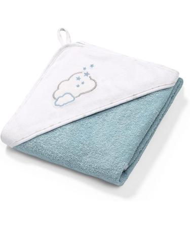 Hooded Towel with Embroidered Name - 100% Cotton Blue Clouds - 76x76 cm - Perfect Gift for Kids - Buy Online on GoSupps.com