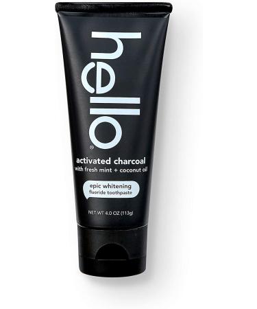 Hello Activated Charcoal Whitening Toothpaste - Fresh Mint & Coconut Oil, 4 oz - Buy Online on GoSupps.com