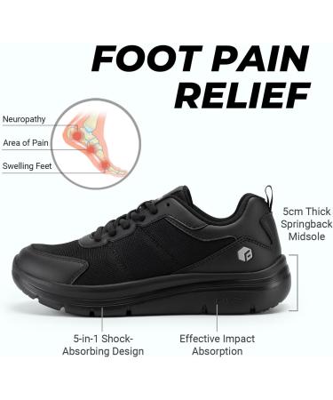 Fitville Extra Wide Walking Shoes for Men - Lightweight Shock Absorbing Breathable Fitness Shoes in Black | Size 42 EU - Buy Online on GoSupps.com