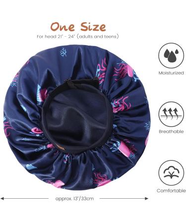 2 Pack Satin Bonnet Set for Curly Hair - Deep Ocean & Black | Women's Silk Sleep Cap & Hair Wrap - Buy Online on GoSupps.com