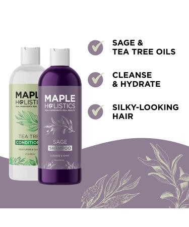Sulfate Free Tea Tree Sage & Rosemary Shampoo & Conditioner Set for Dry Flaky Scalp - Color Safe Deep Cleansing Care for Damaged Dry Hair - 8 Fl Oz (Pack of 2) - Buy Online on GoSupps.com